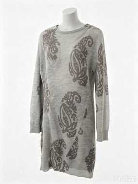 Dries Van Noten  Gray Paisley Knit Dress